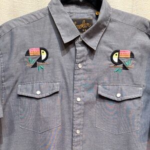 Howler Brothers Gray Short Sleeve Shirt with Toucan Embroidery - Medium